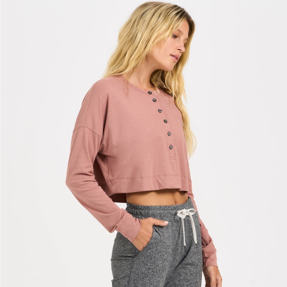Avalon Henley Crop Long Sleeve in Terracotta